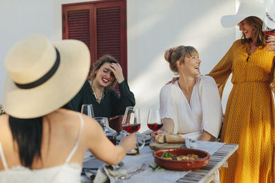 Female friends having meal