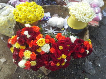 High angle view of flower bouquet