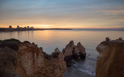 Scenic view of sea during sunset