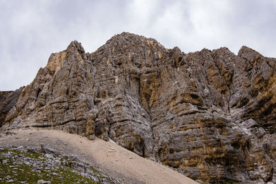 Low angle view of rock formations against sky