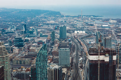 Aerial view of buildings in city