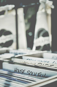 Close-up of vinyls