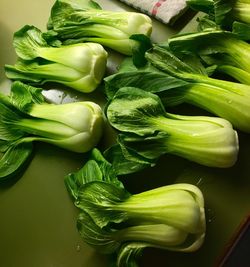 High angle view of vegetables on table