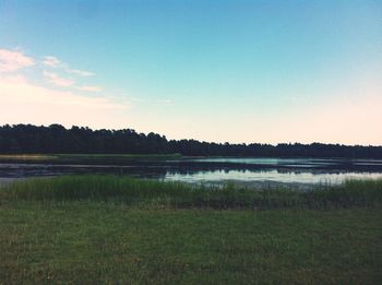 Scenic view of lake against sky