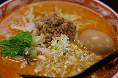 Close-up of soup in bowl