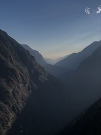 Scenic view of mountains against clear sky