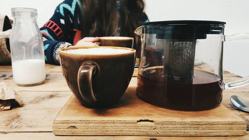 Close-up of tea cup on table