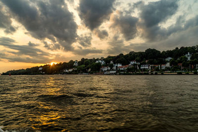 Scenic view of sea against sky during sunset