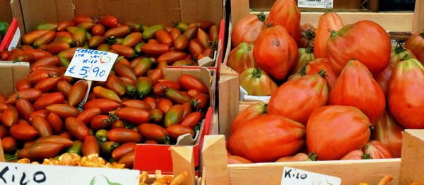 Pumpkins for sale at market stall