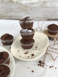 Close-up of cupcakes on table