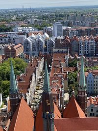 High angle view of buildings in city