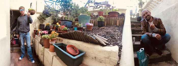 Panoramic view of people sitting outdoors