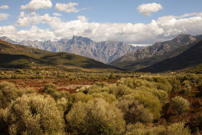 Scenic view of mountains against sky