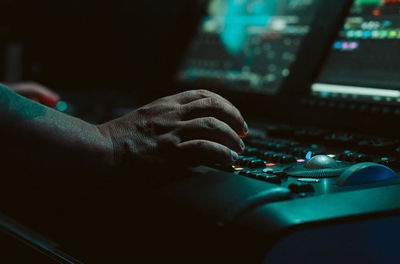 Close-up of man working on table