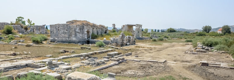 View of old ruins against clear sky