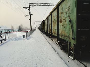 Train at railroad station during winter