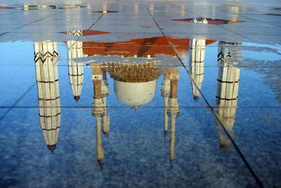 High angle view of nautical vessel on sea against sky