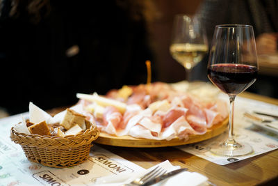 Close-up of food on table