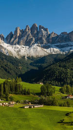 Scenic view of landscape and mountains against sky