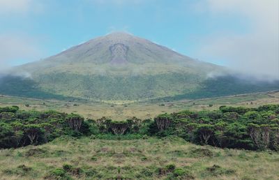 Scenic view of volcanic landscape against sky