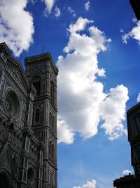 Low angle view of church against cloudy sky