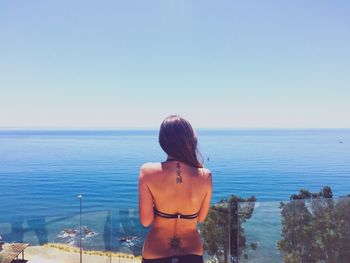 Scenic view of sea against clear sky