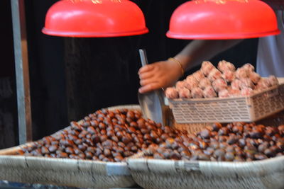 Close-up of hand with vegetables