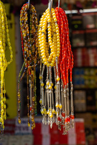 Close-up of multi colored for sale at market stall