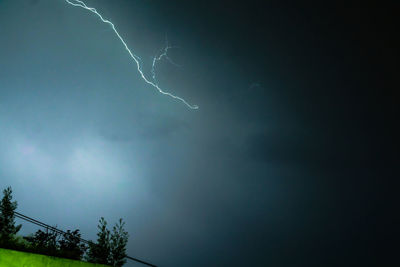 Low angle view of lightning in sky