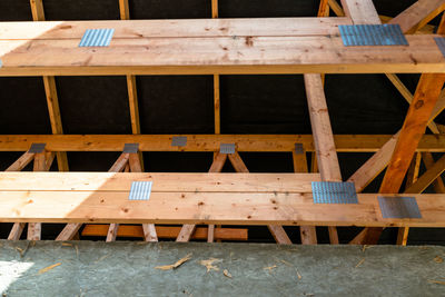 High angle view of chairs at construction site