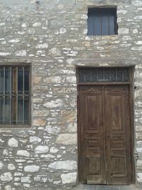 Closed door of building