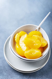 Close-up of orange slices in bowl