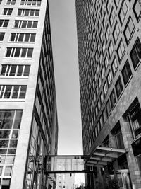 Low angle view of modern buildings against sky