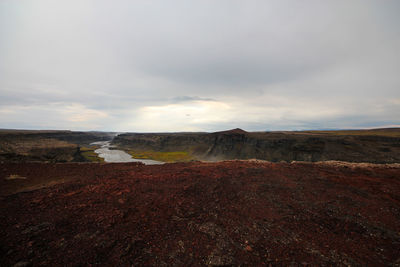 View of landscape against cloudy sky