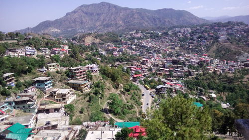 High angle view of town