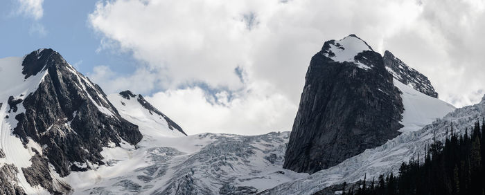 Panoramic view of snowcapped mountains against sky