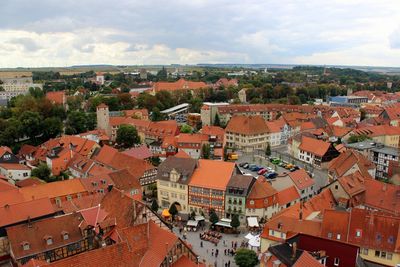 High angle view of town