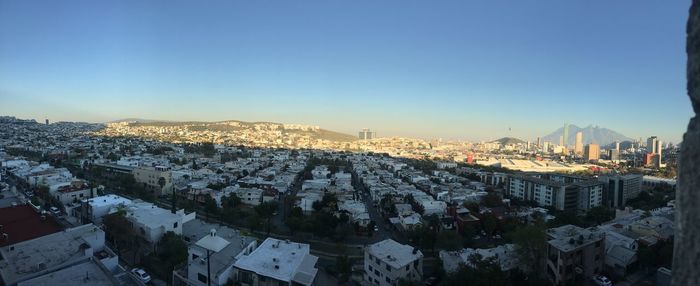 High angle view of townscape against sky during winter