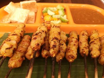 High angle view of seafood on barbecue grill