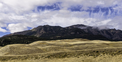 Scenic view of arid landscape against sky