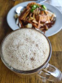 High angle view of coffee on table