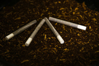 Close-up high angle view of cigarette