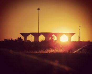 View of street light at sunset