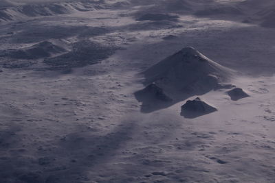 Aerial view of snow covered landscape