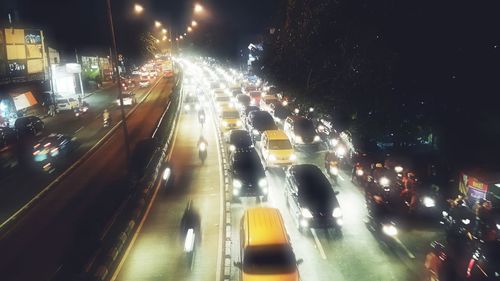 Traffic on road at night