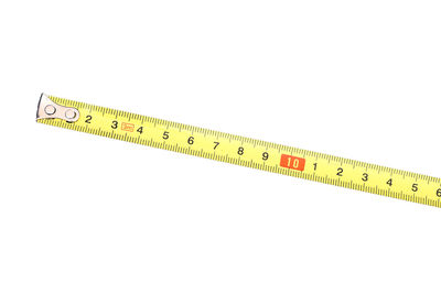 Close-up of information sign on white background