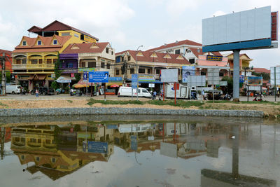 Reflection of buildings on river