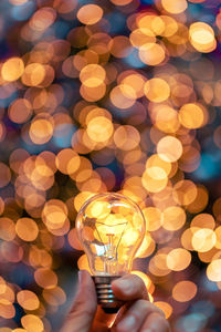 Defocused image of illuminated christmas decorations