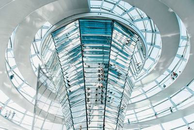 Low angle view of glass ceiling in building