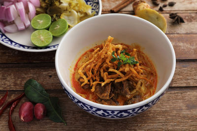 Close-up of food in bowl on table